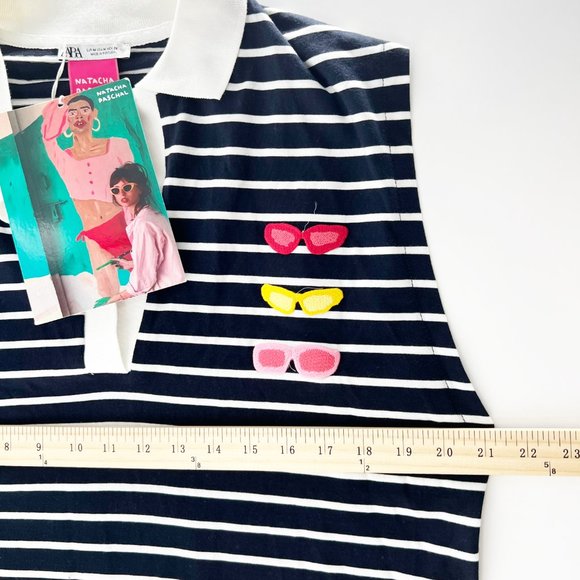 NWT ZARA dress striped embroidered Natacha Paschal collab PARIS Size M - Picture 8 of 9